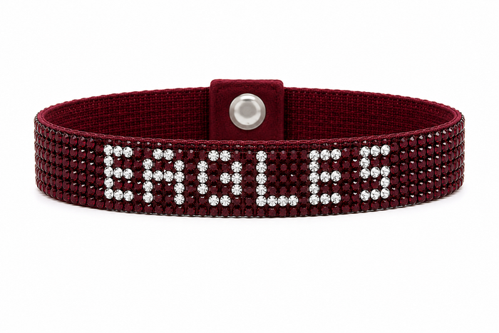 Eagles Rhinestone Snap Bracelet - Maroon/Silver