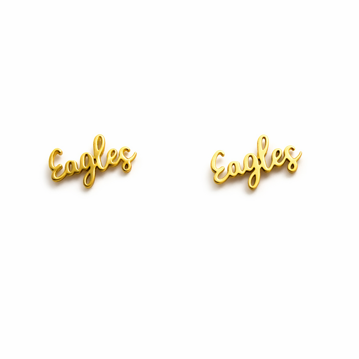 Eagles Script Gold Stud Earrings