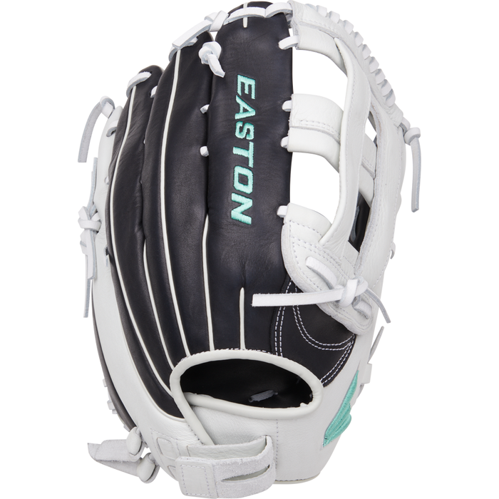 The Easton Fundamental 13" Fastpitch Softball Glove (FMFP13B), made from oil-tanned cowhide leather, is displayed on a white background.