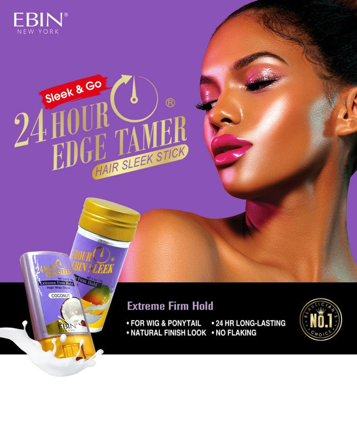 Ebin New York 24 hours Edge Tamer Sleek Hair Wax Stick Extreme Firm Hold 2.7oz - ikatehouse