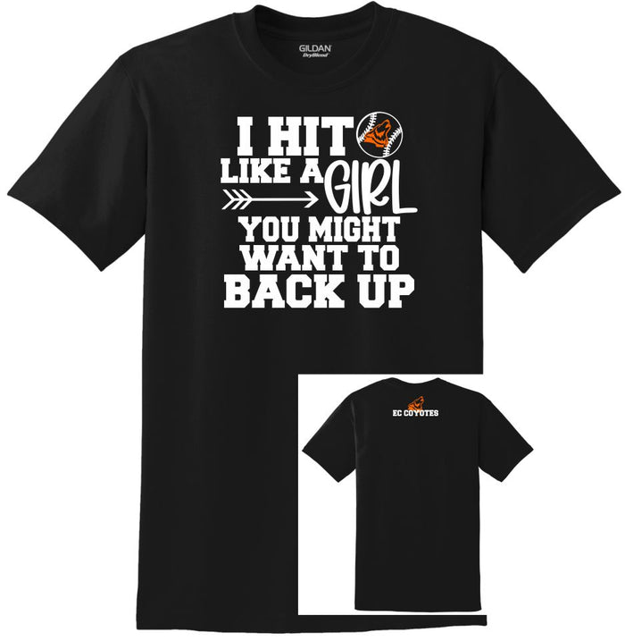 EC Coyotes Hit Like a Girl Tee- Matte or Glitter