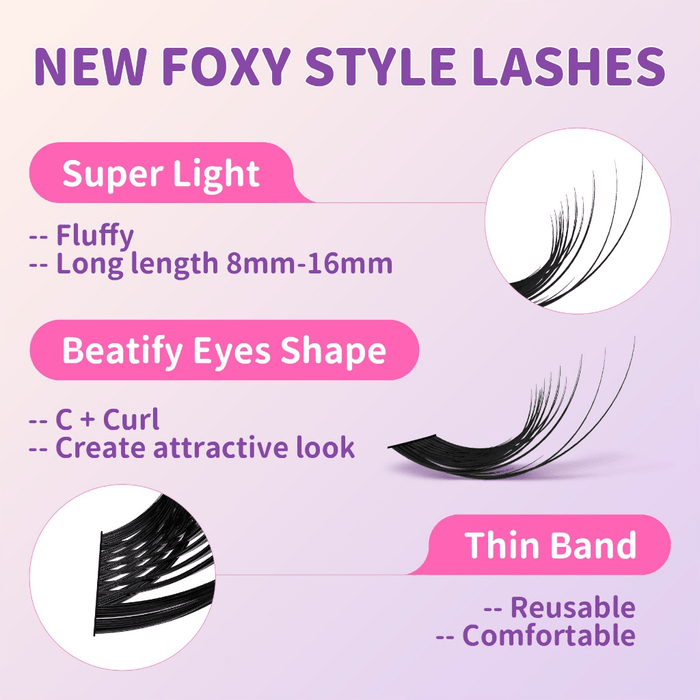 Elyzza Enjoy Foxy Eyes Charming False Eyelashes MINI (12 Clusters) إليزا استمتعي بعيون جذابة مع رموش صناعية صغيرة ساحرة - Princess Cosmetics Qatar