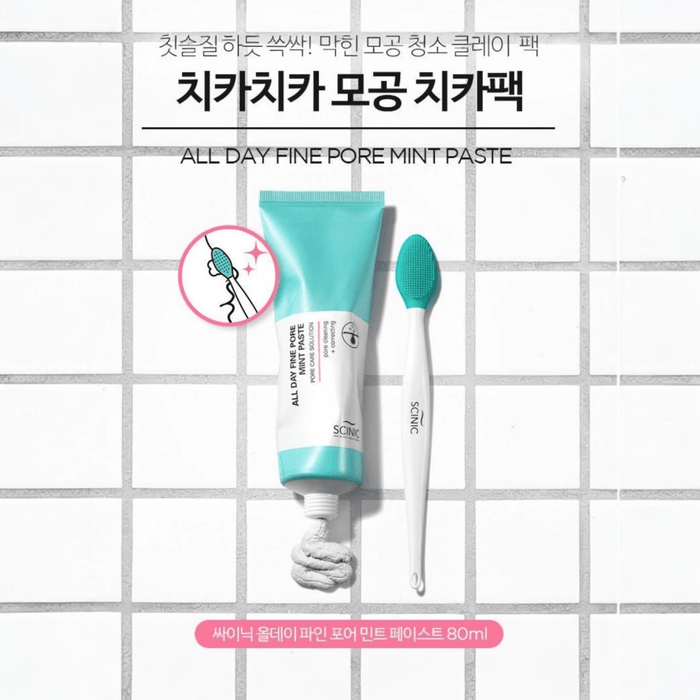 Scinic All Day Fine Pore Mint Paste: Paste 80ml + Pore Cleaner معجون النعناع لتنظيف المسام طوال اليوم: معجون + منظف للمسام - Princess Cosmetics Qatar