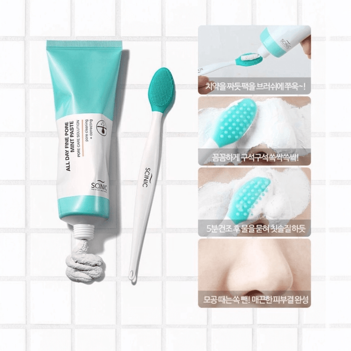 Scinic All Day Fine Pore Mint Paste: Paste 80ml + Pore Cleaner معجون النعناع لتنظيف المسام طوال اليوم: معجون + منظف للمسام - Princess Cosmetics Qatar