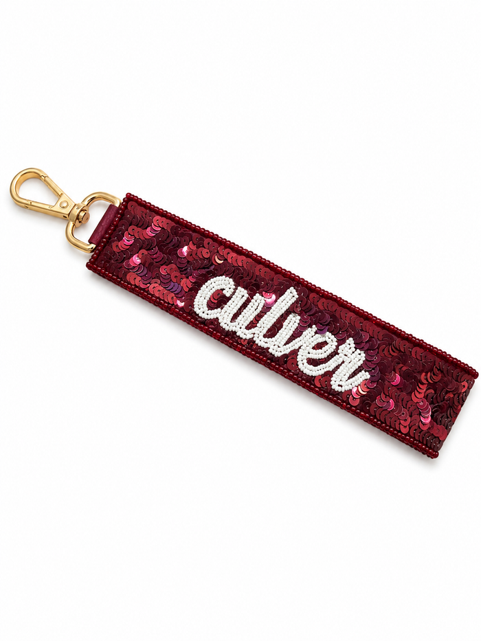 Fan Glam Culver Sequin Wristlet/Key Chain - Maroon/White