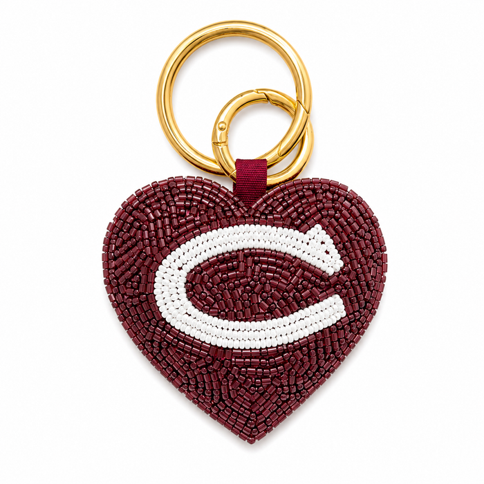 Fan Glam Heart Beaded Key Chain