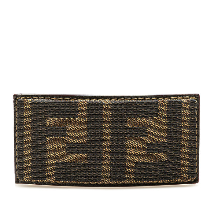 Fendi Zucca canvas barrette hair clip with Fendi logo detailing, stylish accessory for securing hair.