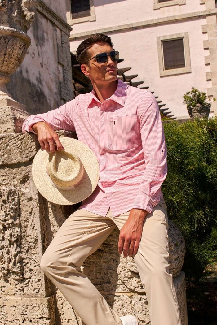 Color_White/Flamingo Pink Stripe