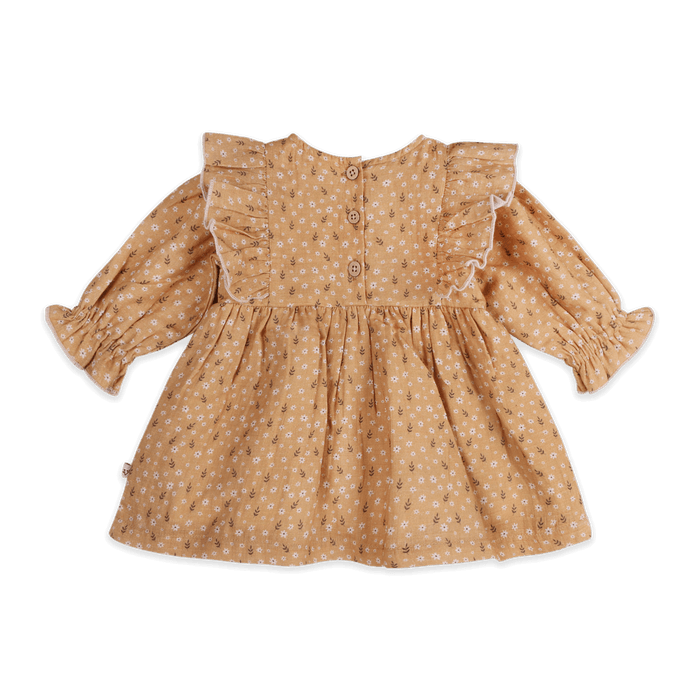 Floral Ruffle Baby Dress & Bloomer (Organic Muslin) - Back
