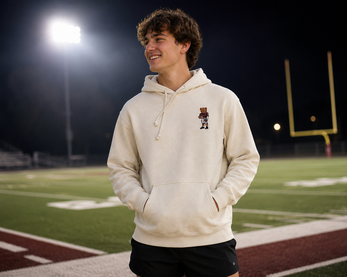 Football Bear Crew Dog Hoodie - Cream
