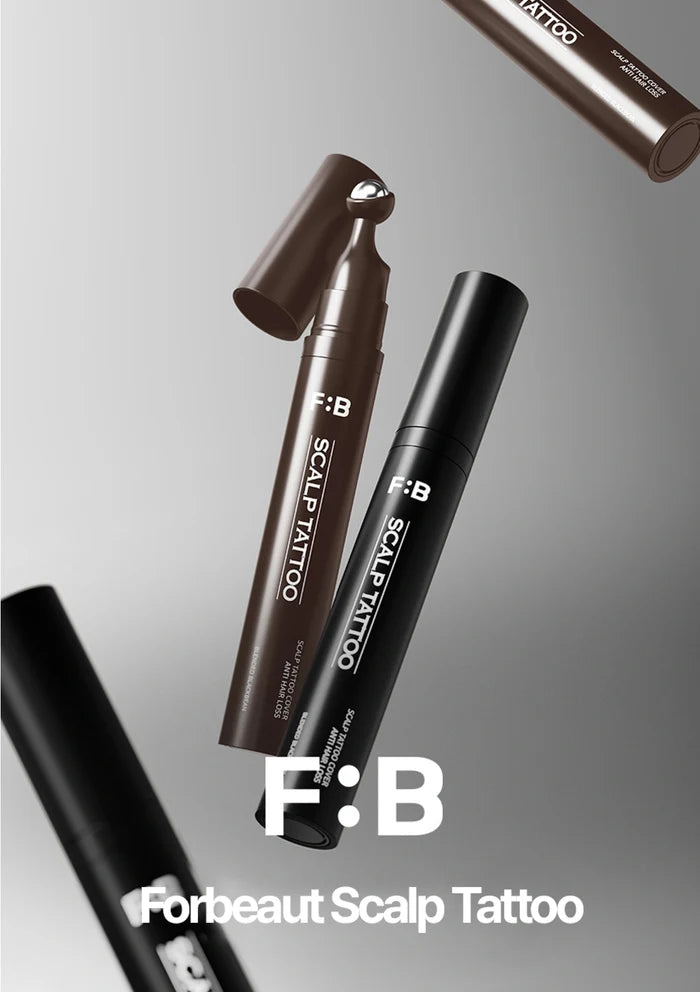 F:B Forbeaut Scalp Tattoo products on a gray background