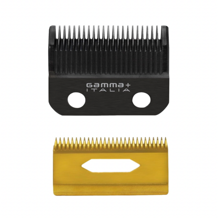 Gamma+ Clipper Blade w/ DLC Fixed Taper Blade & Deep Tooth Gold Titanium Cutter GPCRBTS