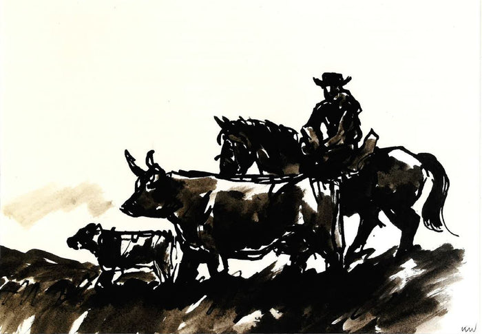 Gaucho (sepia) - Sir Kyffin Williams Mounted Print