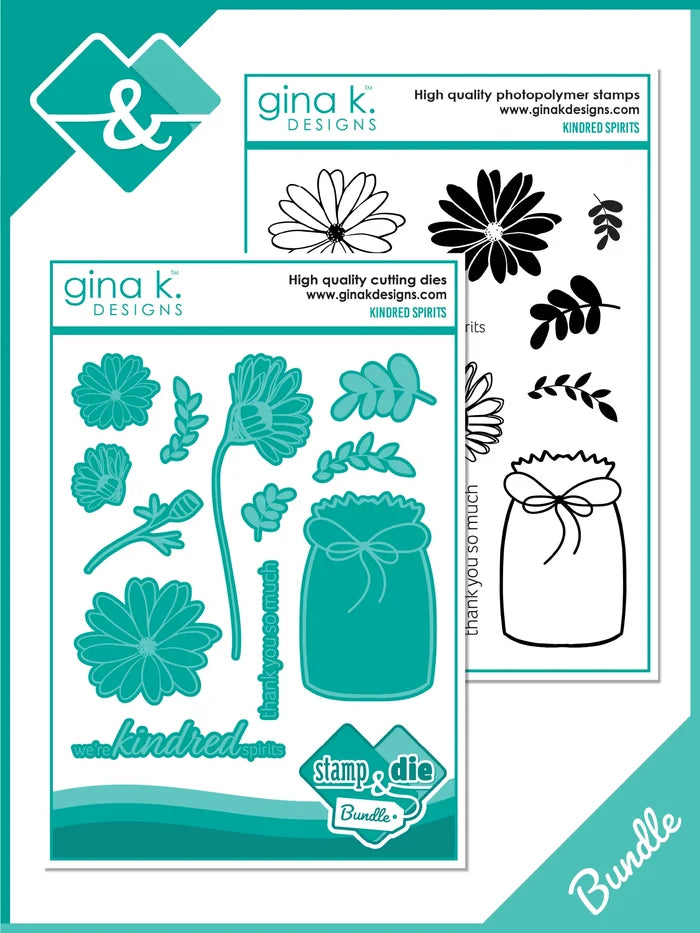 Gina K. Designs - Stamp &amp; Die Set - Kindred Spirits. Kindred Spirits is a stamp set by Lisa Hetrick. This set is made of premium clear photopolymer and measures 6" X 8". Available at Embellish Away located in Bowmanville Ontario Canada.