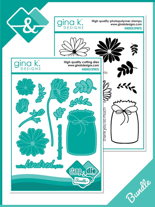 Gina K. Designs - Stamp &amp; Die Set - Kindred Spirits. Kindred Spirits is a stamp set by Lisa Hetrick. This set is made of premium clear photopolymer and measures 6" X 8". Available at Embellish Away located in Bowmanville Ontario Canada.