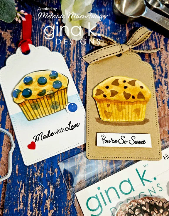 Gina K. Designs - Stamp & Die Set - Life is Sweet. Life is Sweet is a stamp set by Melanie Munchinger. This set is made of premium clear photopolymer and measures 6" X 8". Available at Embellish Away located in Bowmanville Ontario Canada. Example by Melanie Muenchinger.