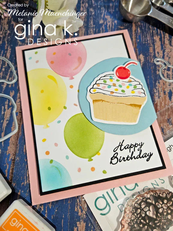 Gina K. Designs - Stamp & Die Set - Life is Sweet. Life is Sweet is a stamp set by Melanie Munchinger. This set is made of premium clear photopolymer and measures 6" X 8". Available at Embellish Away located in Bowmanville Ontario Canada. Example by Melanie Muenchinger.