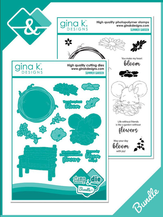 Gina K. Designs - Stamp &amp; Die Set - Summer Garden. Available at Embellish Away located in Bowmanville Ontario Canada.