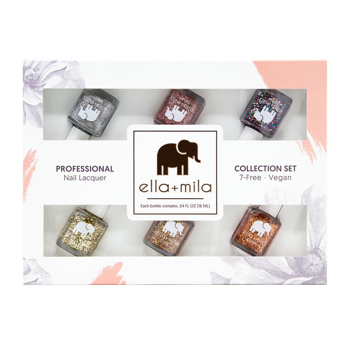 Glitter Collection 6-pack nail polish gift box, front view