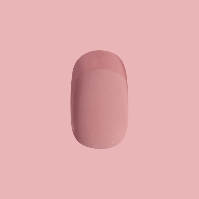 Glossy Tip Tawny French - Press-On | Extra Short | Round false nail with matte tawny base and glossy tip for easy mani at home