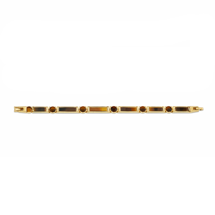 Gold Stainless Steel Gemstone Link Bracelets – 7mm Width, Adjustable 19–22cm Length
