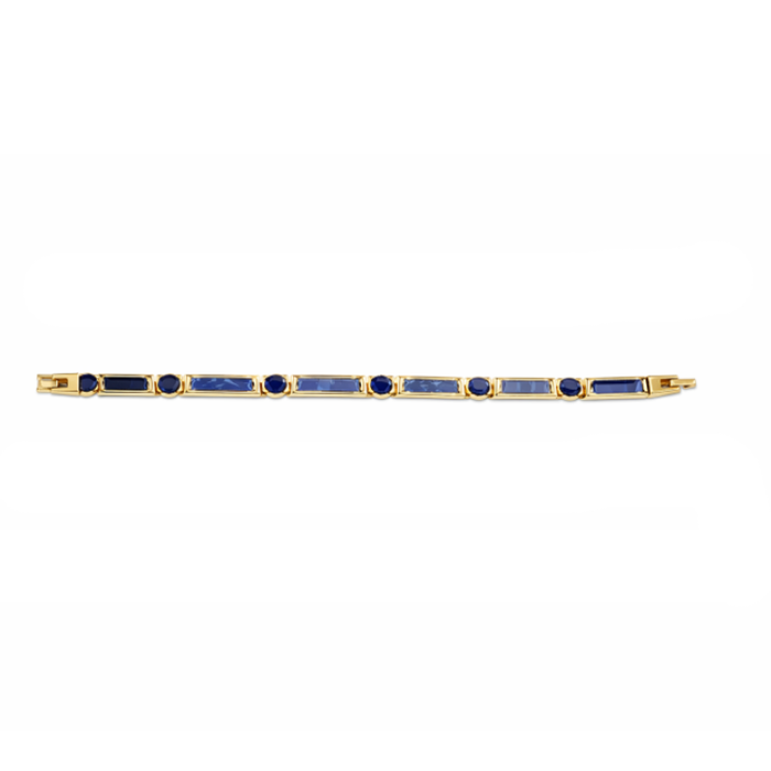 Gold Stainless Steel Gemstone Link Bracelets – 7mm Width, Adjustable 19–22cm Length