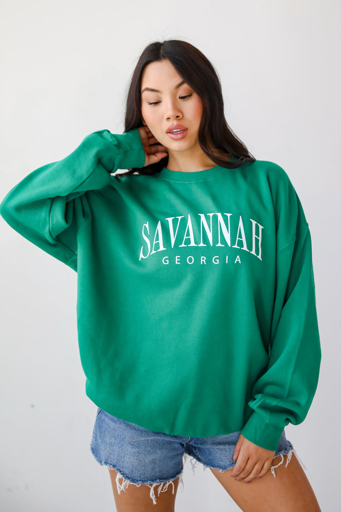 Green Savannah Georgia Block Letter Sweatshirt
