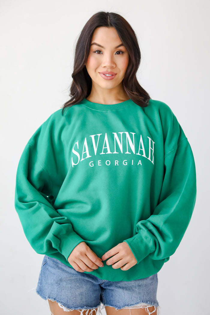 Green Savannah Georgia Block Letter Sweatshirt