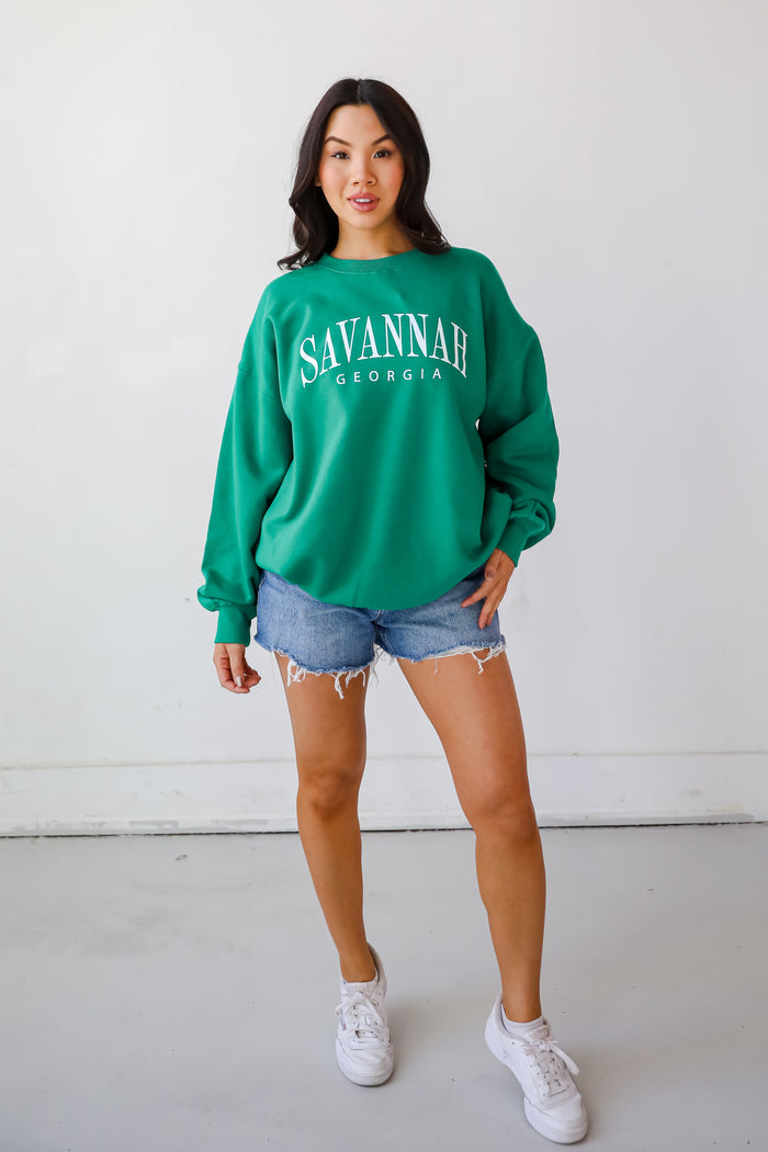 Green Savannah Georgia Block Letter Sweatshirt