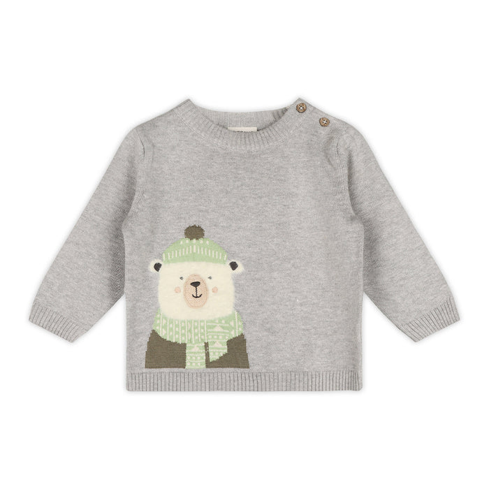 Happy Polar Bear Jacquard Knit Baby Sweater Pullover (Organic Cotton)
