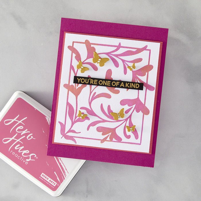 Hero Arts - Letterpress + Foil Plate - Decorative Floral. Available at Embellish Away located in Bowmanville Ontario Canada. Example by brand ambassador.