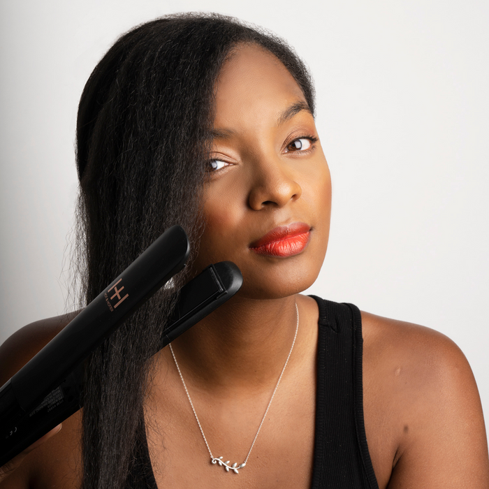 Hot & Hotter Extra Long Ceramic Digital Flat Iron 1in, Black