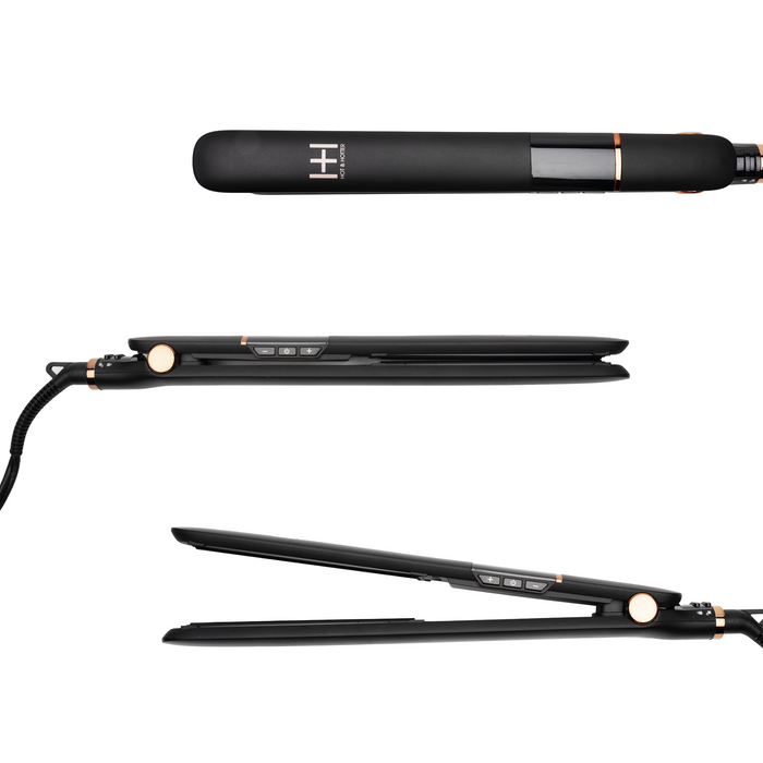 Hot & Hotter Extra Long Ceramic Digital Flat Iron 1in, Black