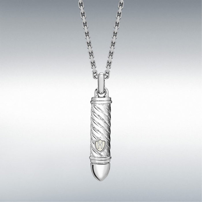 Hoxton London' Men's Sterling Silver Twist Bullet Adjustable Necklace 51cm/20" - 55cm/21.5