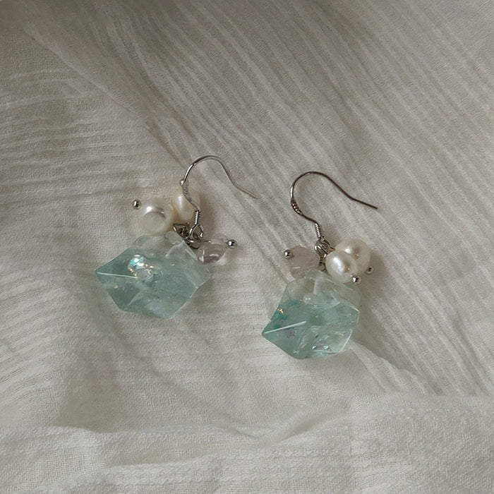 Icy Blue Ocean Freshwater Pearl Earrings 1pair