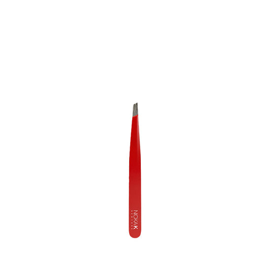 NICKA K red slant tip tweezers for eyebrows precise angled stainless steel tweezers for shaping brows