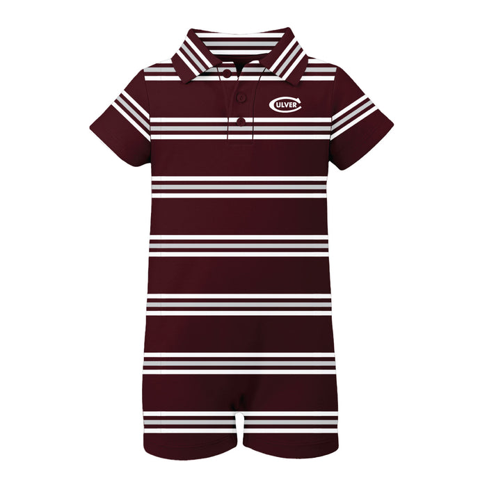 Infant Kellan Sublimated Striped Athletic Polo Romper- Maroon
