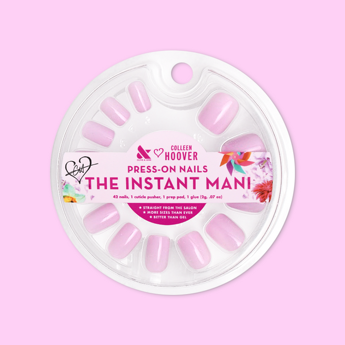 Island Time - Press-On | Short | Squoval showing packaged short squoval shimmery lilac purple press-on nails