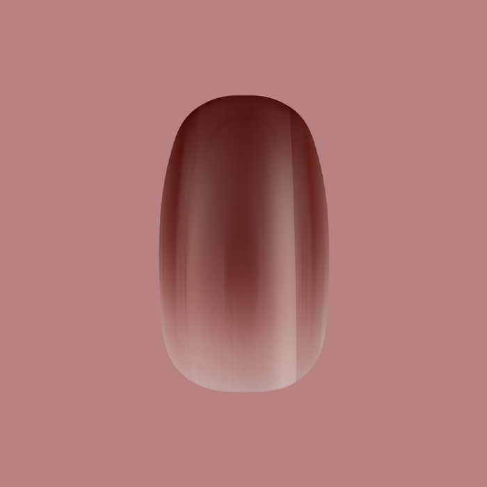 JJ Syrup Gradient - Press-On | Short | Round showing a short round cinnamon brown gradient false nail press-on mani