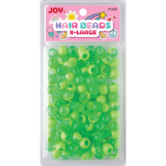 Joy Round Hair Beads X-Large, 100 Count, Two Tone Pastel Green
