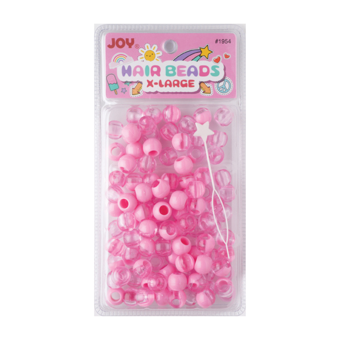 Joy Round Hair Beads X-Large, 100 Count, Two Tone Pastel Pink