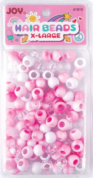Joy Round Hair Beads X-Large, Pink Two Tone Mix