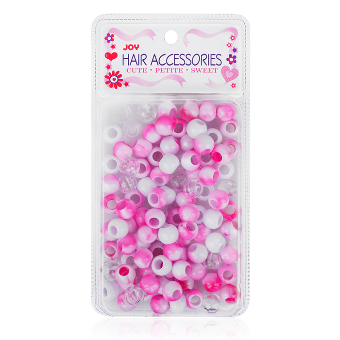 Joy Round Hair Beads X-Large, Pink Two Tone Mix