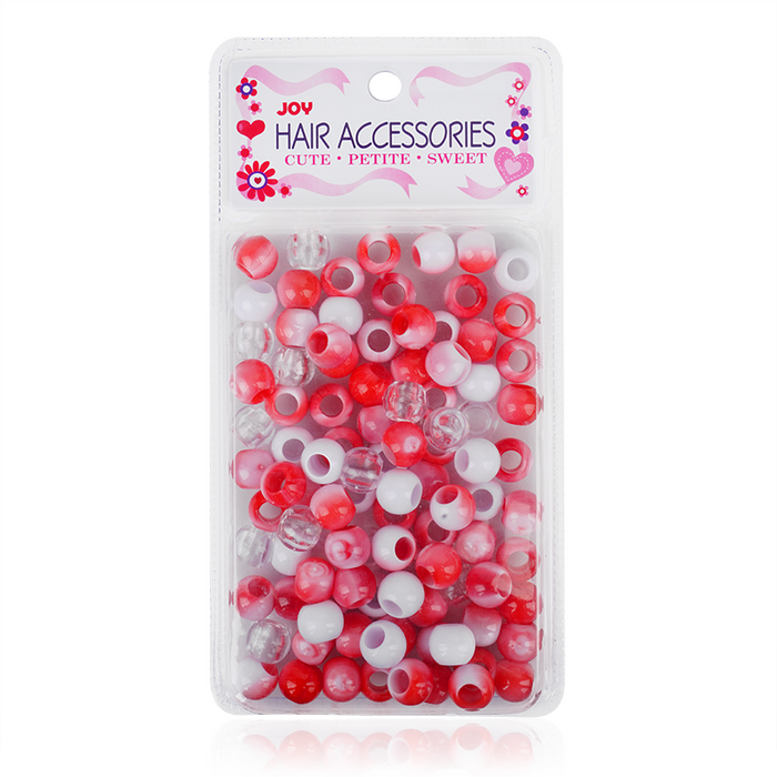 Joy Round Hair Beads X-Large, Red Two Tone Mix
