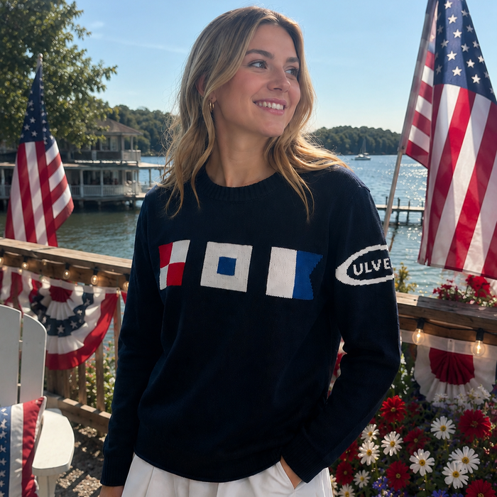 Kennedy USA Nautical Flag Cotton Crew Neck Sweater