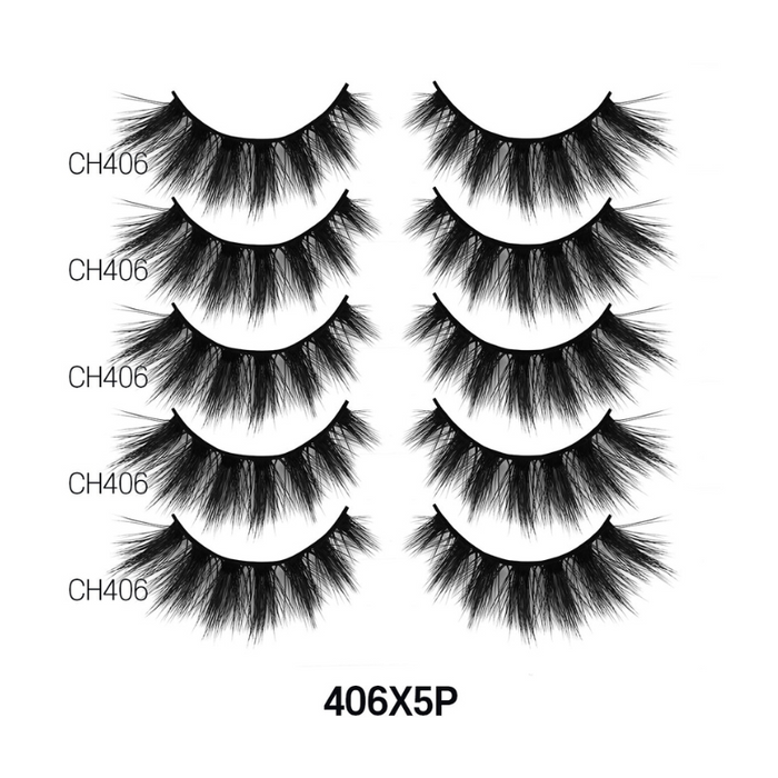 LAFLARE 3D cashmere eyelashes value pack CH406 dramatic wispy black false lashes set for glam makeup