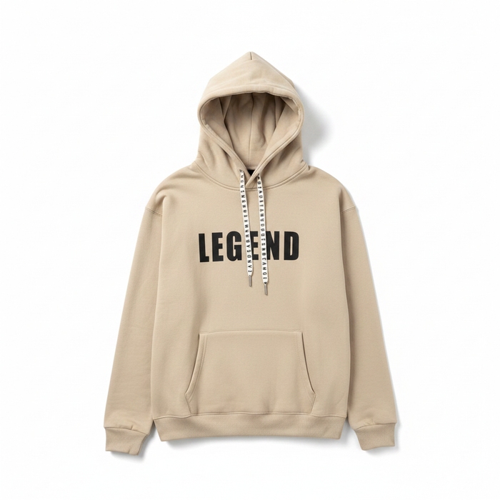 Legend Graphic Hoodie Beige - white background