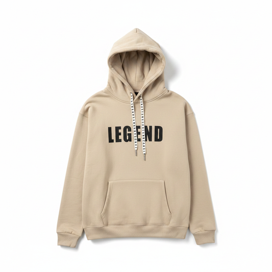 Legend Graphic Hoodie Beige - white background