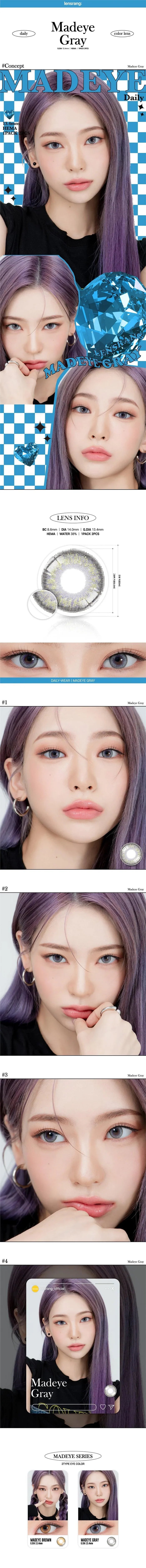 Lensrang Madeye Grey Color Contact Lens - EyeCandys