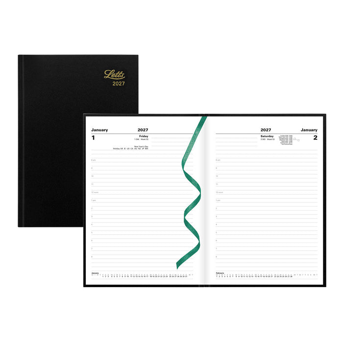 Letts A5 Daily Appointment Book, Standard, 2027 Black 27-C10XBK#color_black